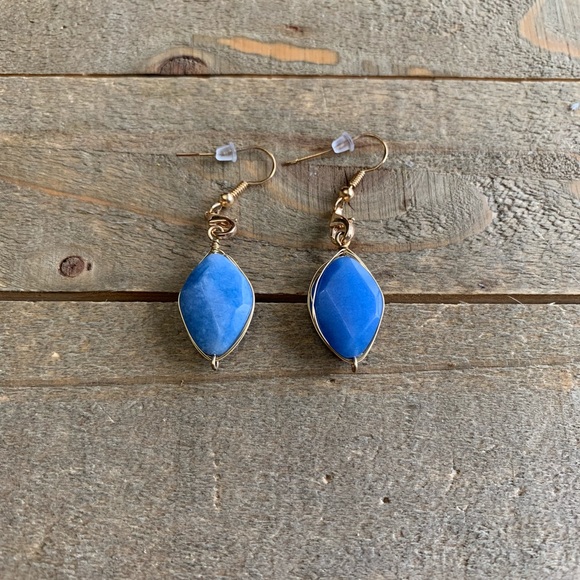 handmade Jewelry - 3 for $25 Handmade Gold & Blue Jade Earrings